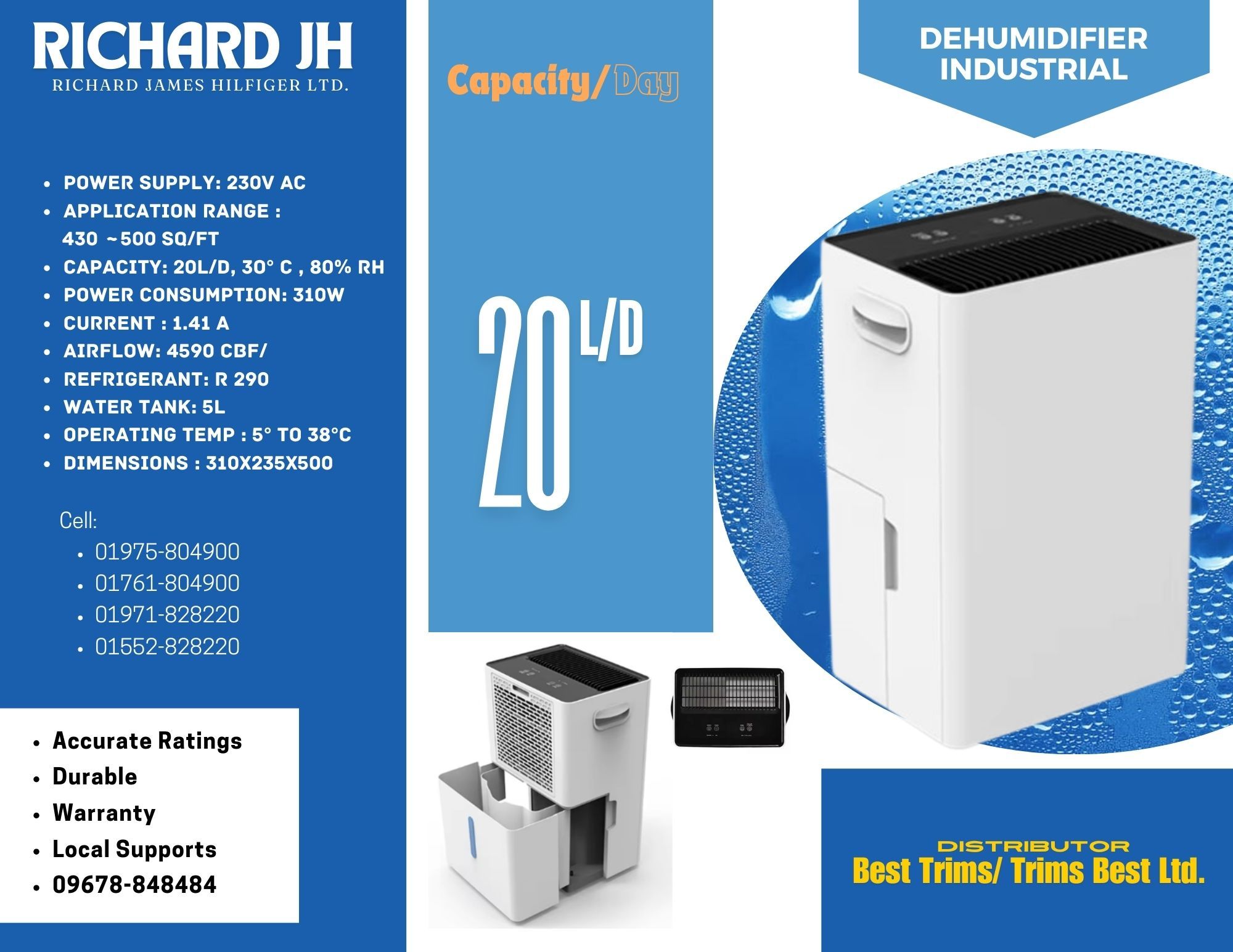 Richard JH Dehumidifier industrial 20L/D