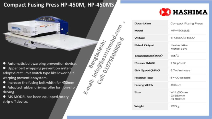 Hashima Fusing Machine HP-450M in Bangladesh