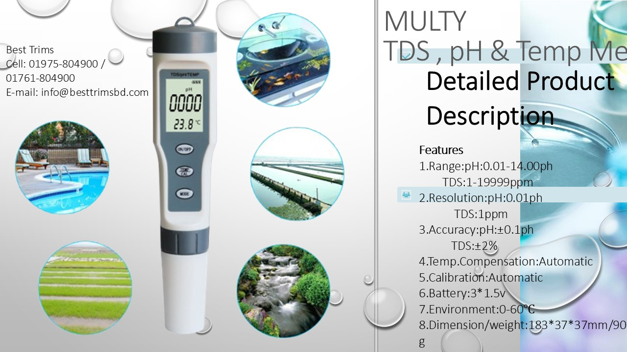 3 in 1 TDS, pH & temp. Meter Pocket EZ9901
